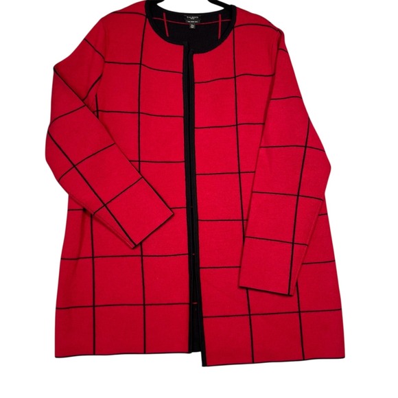 Talbots Sweater Women's XL Petite Red Open Front Cardigan 100% Merino Wool - Picture 2 of 12